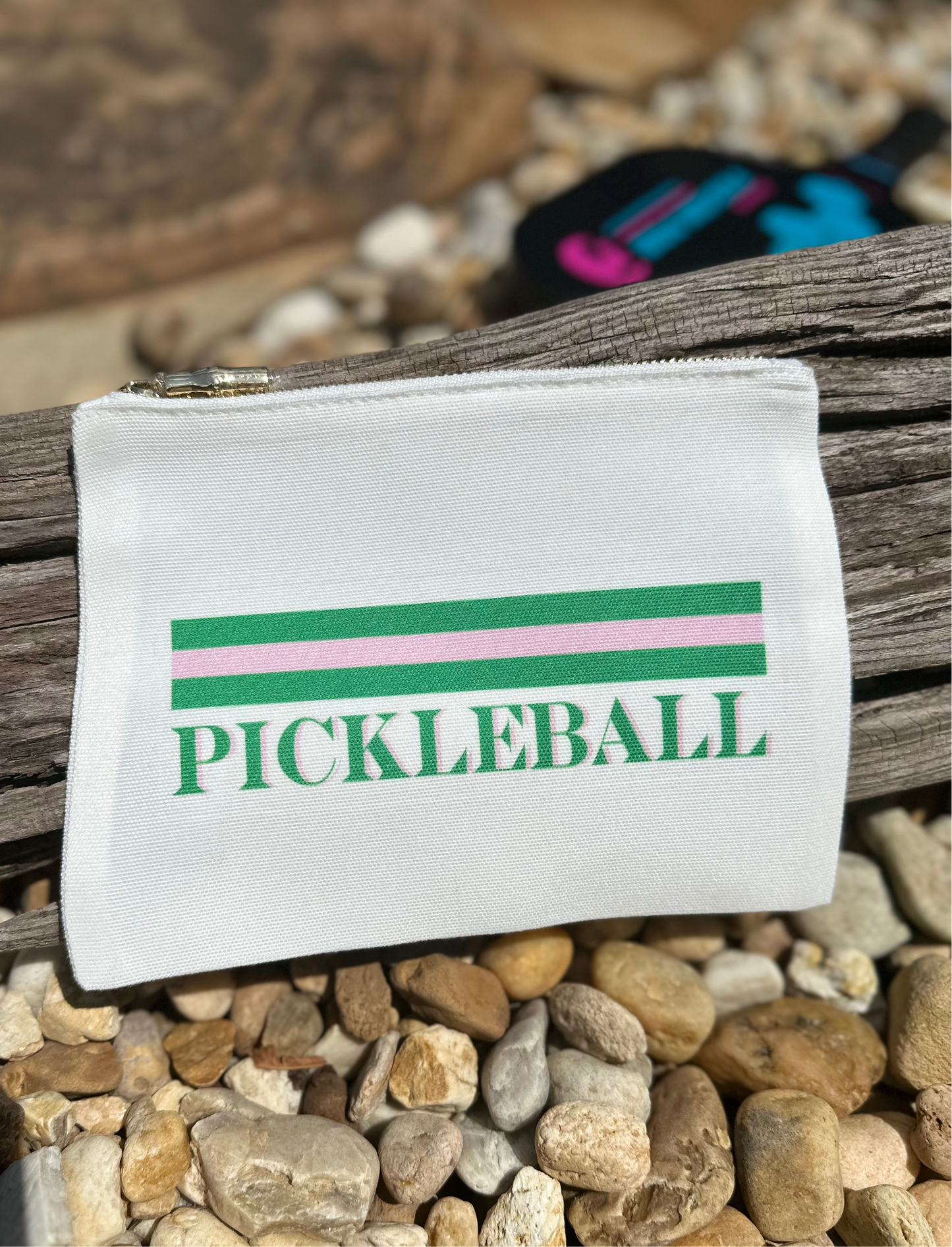 Flat Zip Pouch- Pickleball Stripe