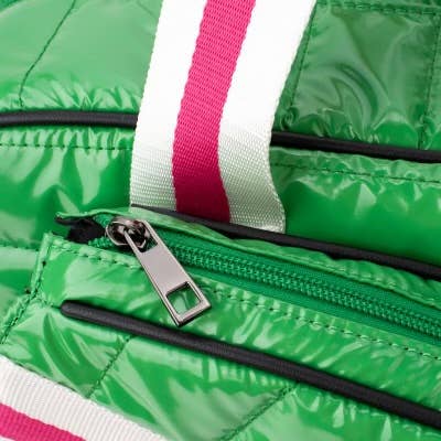 Puffer Pickleball Tote Green with Pink Stripe