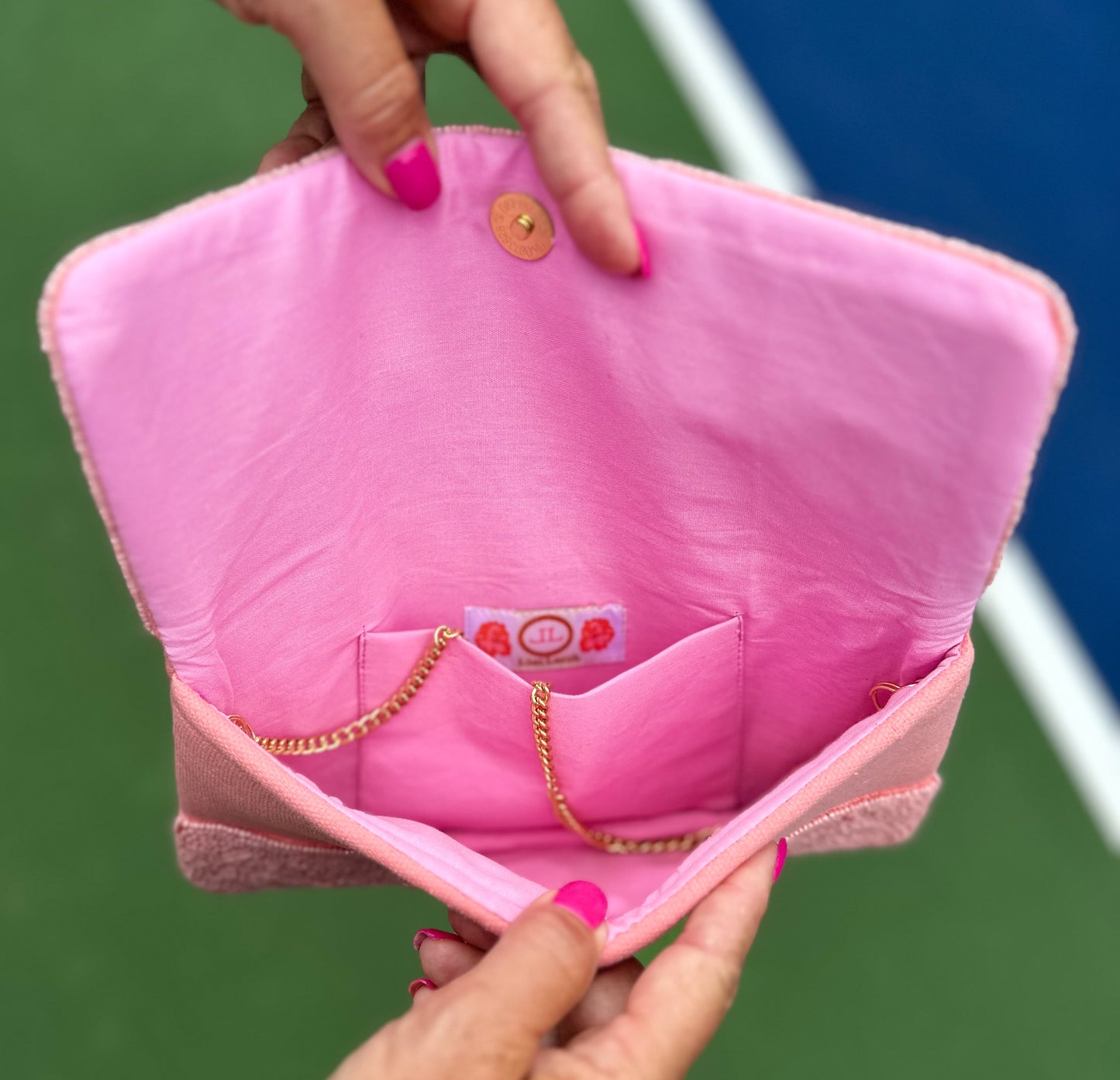 Beaded Pickleball Clutch- Pink