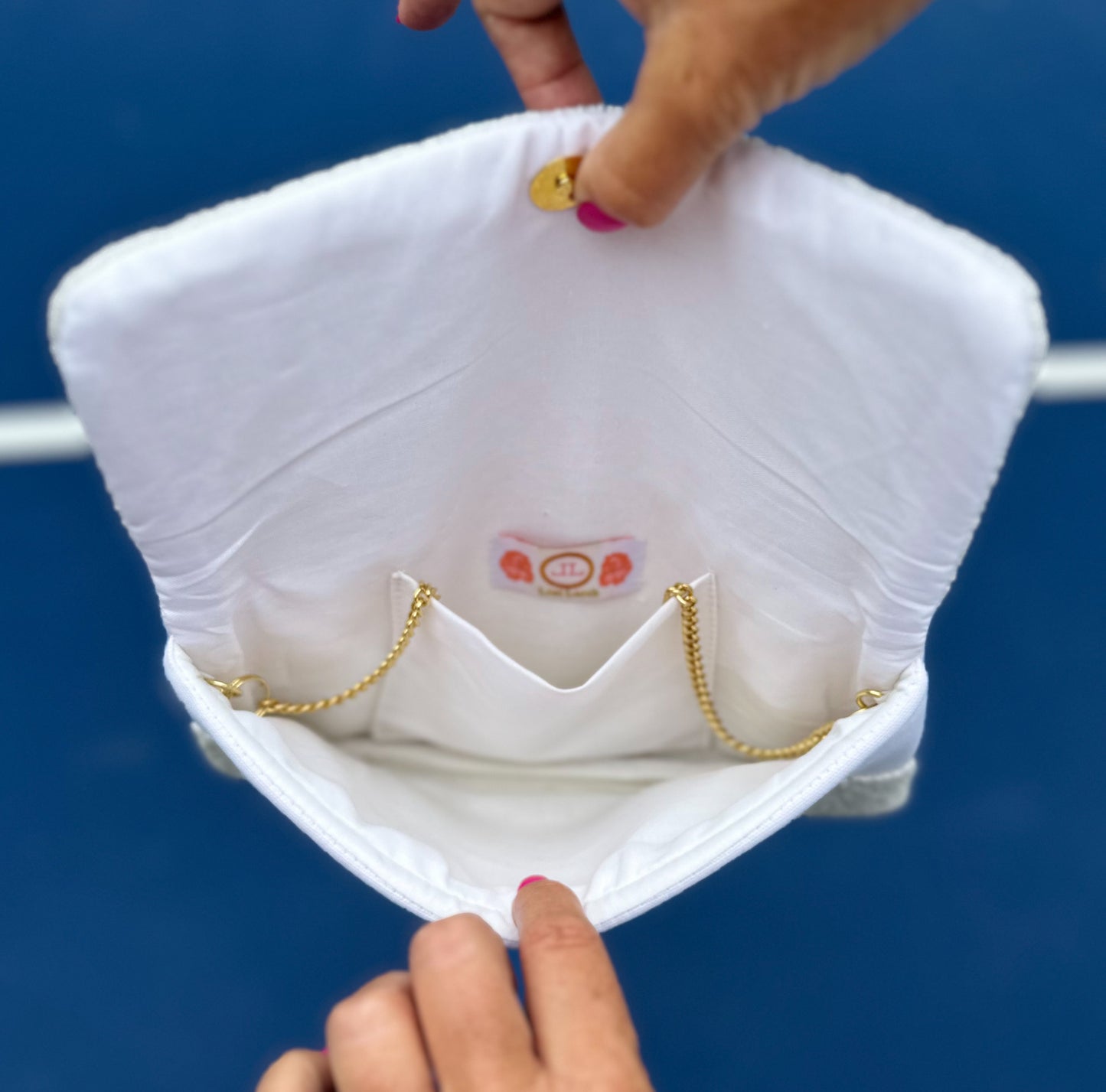 Beaded Pickleball Clutch- White