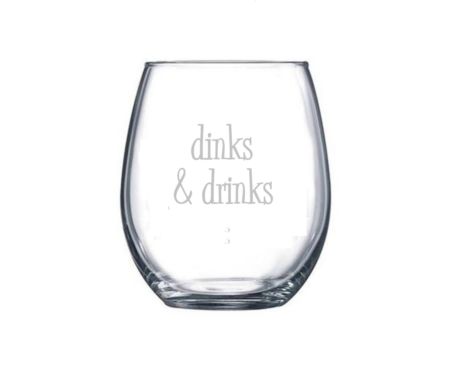 Pickleball Dinks & Drinks Stemless Wine Glass