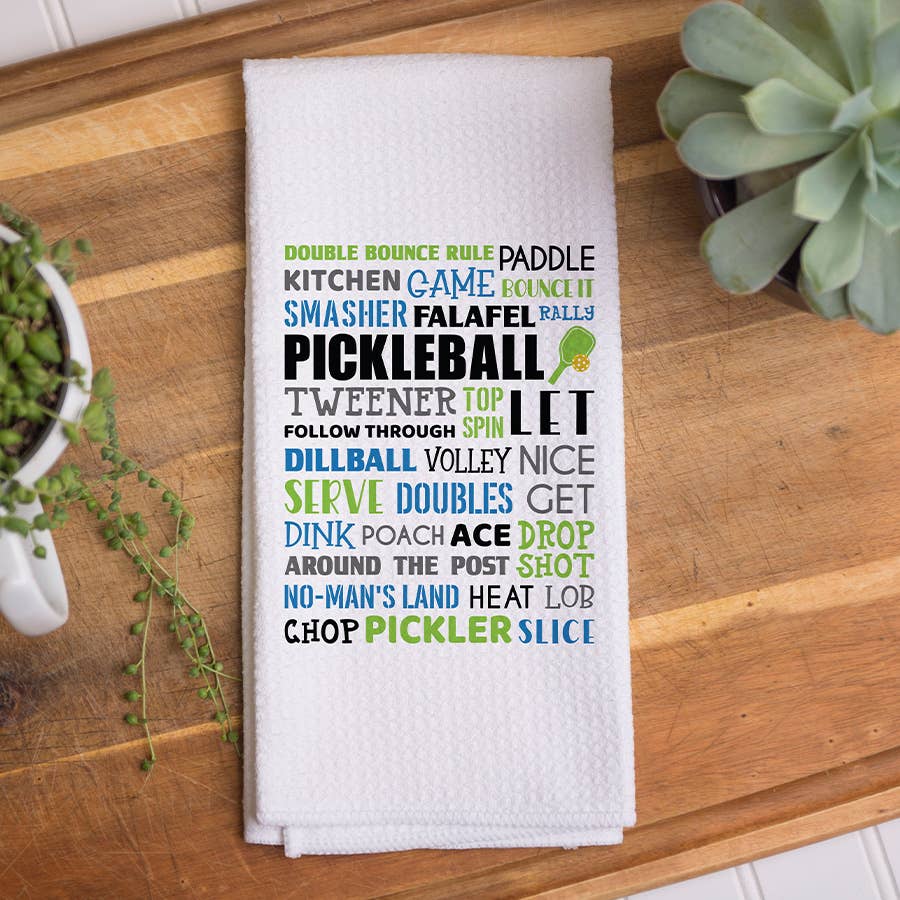 Pickleball Word Collage Tea Towel