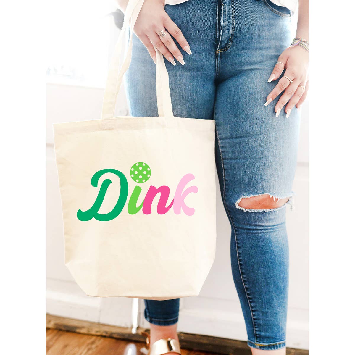 Multicolor Dink Pickleball Canvas Tote