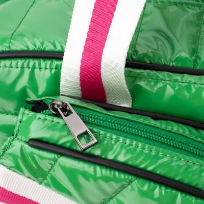 Puffer Pickleball Tote Green with Pink Stripe 