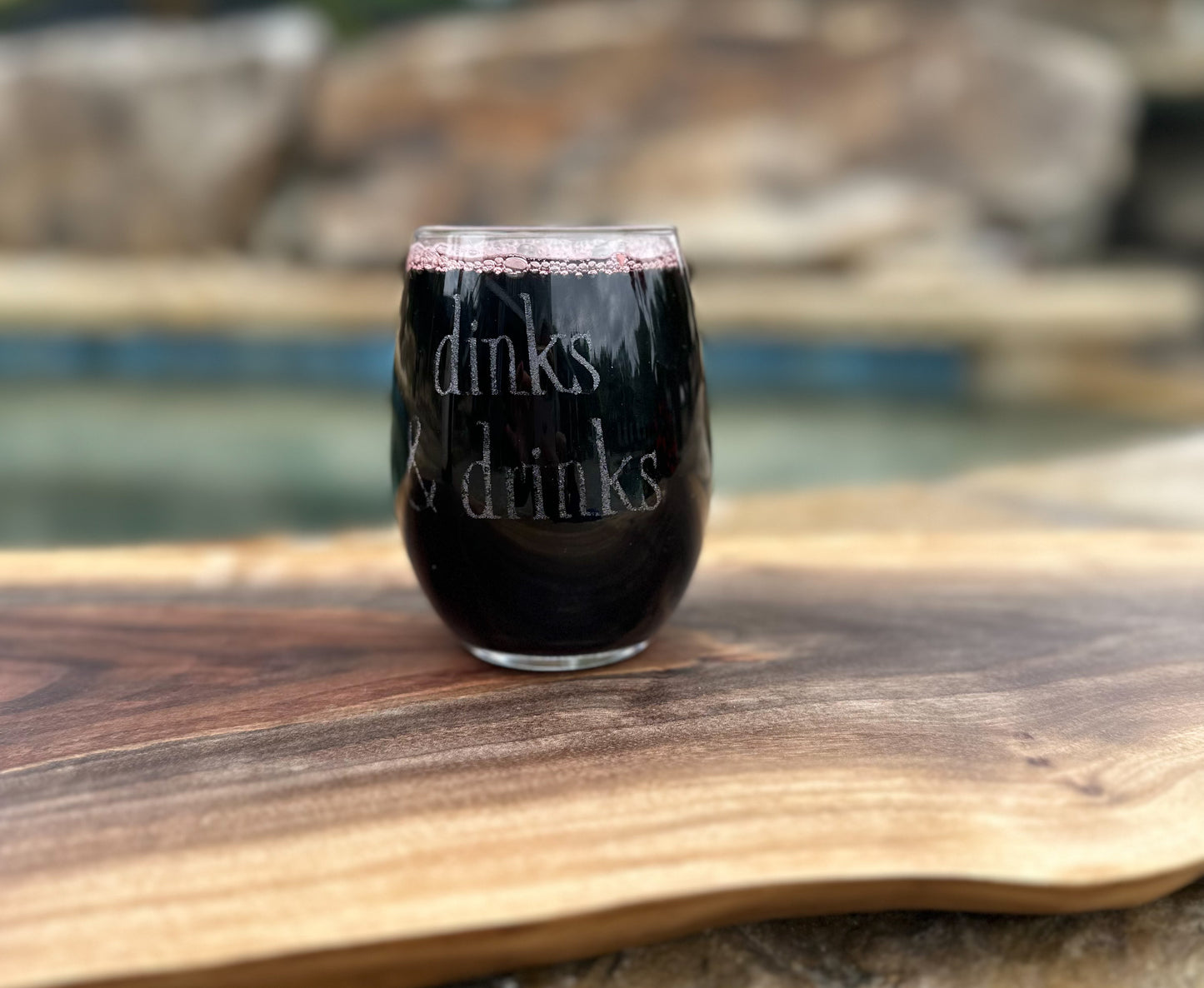 Pickleball Dinks & Drinks Stemless Wine Glass