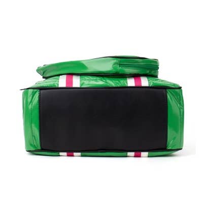 Puffer Pickleball Tote Green with Pink Stripe 