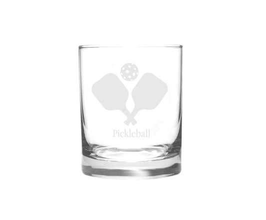 Pickleball Etched Bourbon Glass
